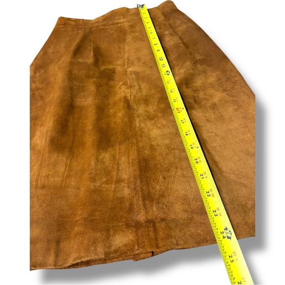 Talbots Rich Brown Suede Knee Length High Waisted Classic Back Slit Pencil Skirt - Picture 6 of 10